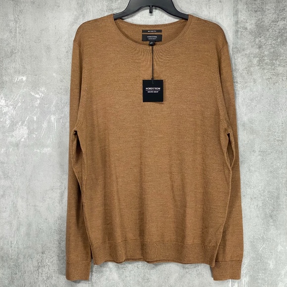 Nordstrom Other - Nordstrom Mens Shop Brown Saddle Crew Neck Merino